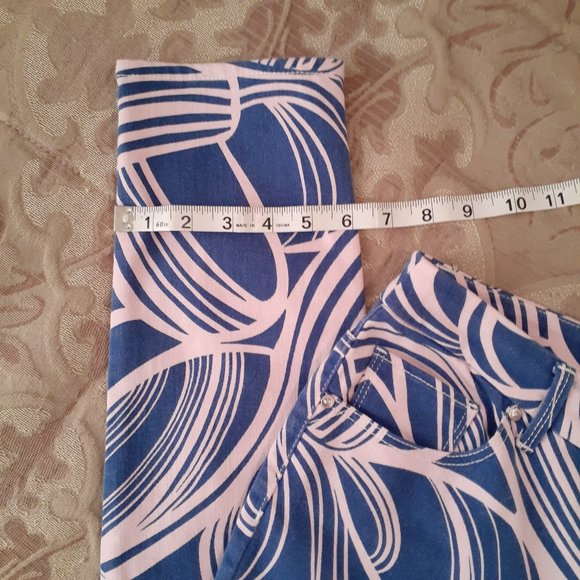 Chico's So Slimming Girlfriend Ankle Jeans Lt Pink and Blue Stripes - Size 00 - Picture 6 of 12